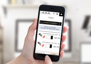 MeMeMe customer browsing website on smartphone