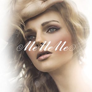 MeMeMe logo with girl in the background