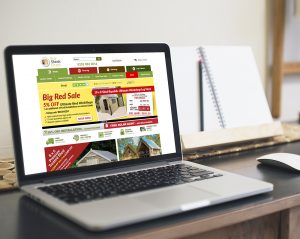 Buy Sheds Direct website on laptop