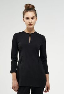 florence roby model wearing a black tunic