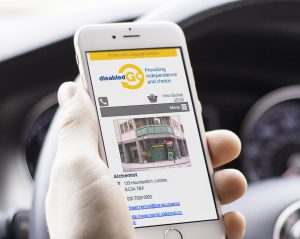 Customer browsing Disabled Go website on their smartphone